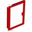 LEGO Red Door 1 x 4 x 5 Left with Transparent Glass (47899)