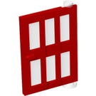 LEGO rot Tür 1 x 4 x 5 Recht mit 6 Panes (73312)