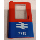 LEGO Rood Deur 1 x 4 x 5 Trein Links met Blauw Onderzijde Halve met British Rail 7715 Sticker