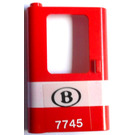 LEGO Rood Deur 1 x 4 x 5 Trein Links met Wit Stripe en B 7745 Sticker (4181)