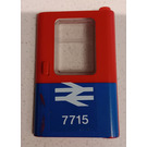 LEGO Red Door 1 x 4 x 5 Train Right with Blue Bottom Half with British Rail 7715 Sticker