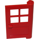 LEGO Red Door 1 x 4 x 5 with 4 Panes with 2 Points on Pivot (3861)