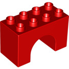 LEGO Rood Duplo Boog Steen 2 x 4 x 2 (11198)