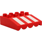 LEGO rot Duplo Awning mit Weiß Streifen (Kurze Streifen) (24992 / 36996)