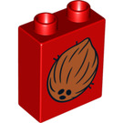 LEGO rouge Duplo Brique 1 x 2 x 2 avec Coconut avec tube inférieur (4066 / 13739)