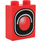 LEGO Red Duplo Brick 1 x 2 x 2 with Traffic Light without Bottom Tube (53176 / 53177)