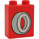 LEGO Red Duplo Brick 1 x 2 x 2 with Tyre without Bottom Tube (4066)