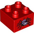 LEGO rouge Duplo Brique 2 x 2 avec Araignée (3437 / 15944)