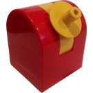 LEGO Rood Duplo Steen 2 x 2 x 2 Gebogen bovenkant met Geel Propeller Houder