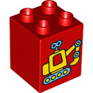LEGO Red Duplo Brick 2 x 2 x 2 with Clockwork digger (30943 / 31110)