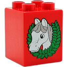 LEGO Red Duplo Brick 2 x 2 x 2 with Horse (31110)