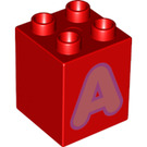 LEGO rot Duplo Backstein 2 x 2 x 2 mit Letter "ein" Dekoration (31110 / 65968)