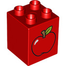 LEGO Duplo Brick 2 x 2 x 2 with Red apple (19419)