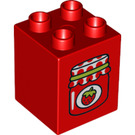 LEGO Red Duplo Brick 2 x 2 x 2 with Strawberry Jam Jar (24980 / 31110)