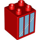 LEGO Red Duplo Brick 2 x 2 x 2 with windows (84627 / 84629)