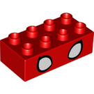 LEGO Red Duplo Brick 2 x 4 with Spider-Man Eyes (3011 / 77948)