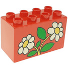 LEGO Red Duplo Brick 2 x 4 x 2 with Flowers (31111)