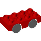 LEGO Red Duplo Car Base 2 x 4 with Dark Gray Wheels (31202 / 76139)