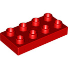 LEGO Duplo rouge Duplo assiette 2 x 4 (4538 / 40666)
