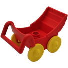 LEGO Red Duplo Pram with Larger Yellow Wheels (88206 / 92937)