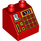 LEGO Rood Duplo Helling 2 x 2 x 1.5 (45°) met Cash Register (6474 / 37388)