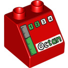 LEGO Red Duplo Slope 2 x 2 x 1.5 (45°) with Numbers, 'Octan' and Fuel Gauge (6474 / 43029)