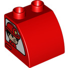 LEGO rouge Duplo Pente 45° 2 x 2 x 1.5 avec Incurvé Côté avec Fireman dans Fenêtre (11170 / 77142)