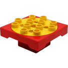 LEGO Red Duplo Toolo Turntable 4 x 4 with Yellow Top (60535 / 86594)