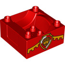 LEGO Red Duplo Train Compartment 4 x 4 x 1.5 with Seat with Lion on red and white shield (17458 / 51547)