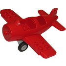 LEGO Red Duplo Vehicle Airplane with Gray Base and Black Wheels