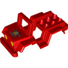 LEGO Red Duplo Vehicle Body for Jeep with Yellow Headlights with Fire Logo (13854 / 98930)