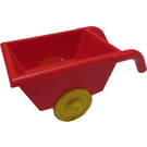 LEGO rouge Duplo Wheelbarrow avec Jaune roues (2292)