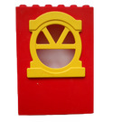 LEGO Rojo Fabuland Building pared 2 x 6 x 7 con Amarillo Circular Parte superior Ventana (3890)