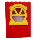 LEGO Red Fabuland Building Wall 2 x 6 x 7 with Yellow Round Top Window (3890)