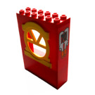 LEGO rouge Fabuland Building mur 2 x 6 x 7 avec Jaune Rond Haut Fenêtre avec 70 Autocollant