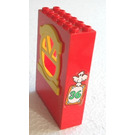 LEGO Red Fabuland Building Wall 2 x 6 x 7 with Yellow Round Top Window with Bird and 36 Sticker