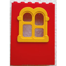 LEGO Red Fabuland Building Wall 2 x 6 x 7 with Yellow Squared Window