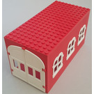 LEGO Punainen Fabuland Garage Palikka jossa Valkoinen Windows ja Valkoinen Ovi