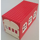 LEGO Red Fabuland Garage Block with White Windows and White Door