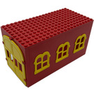 LEGO Red Fabuland Garage Block with Yellow Windows and Yellow Door