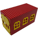 LEGO rot Fabuland Garage Block mit Gelb Windows und Gelb Tür