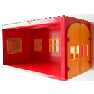 LEGO Red Fabuland Garage Block with Yellow Windows and Yellow Door with Tools Sticker