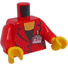 LEGO Punainen Nainen Pienoishahmo Vartalo jossa "Press"-Merkki (973 / 76382)