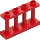 LEGO Czerwony Ogrodzenie Spindled 1 x 4 x 2 z 4 górnymi kołkami (15332)