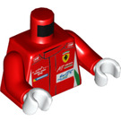 LEGO Rød Ferrari Racing Chauffør med Rød Dragt og Blå Hjelm Minifig Torso (973 / 76382)