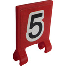 LEGO rot Flagge 2 x 2 mit "5" Aufkleber ohne ausgestellten Rand (2335)