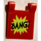 LEGO Red Flag 2 x 2 with 'BANG!' and Lime Starburst Sticker without Flared Edge (2335)