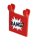 LEGO Red Flag 2 x 2 with Black 'BANG' in White Star Sticker without Flared Edge (2335 / 11055)