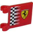 LEGO rot Flagge 2 x 2 mit Ferrari Logo und Chequered Flagge Aufkleber ohne ausgestellten Rand (2335)