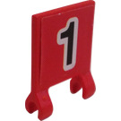 LEGO rot Flagge 2 x 2 mit Number 1 Aufkleber ohne ausgestellten Rand (2335)